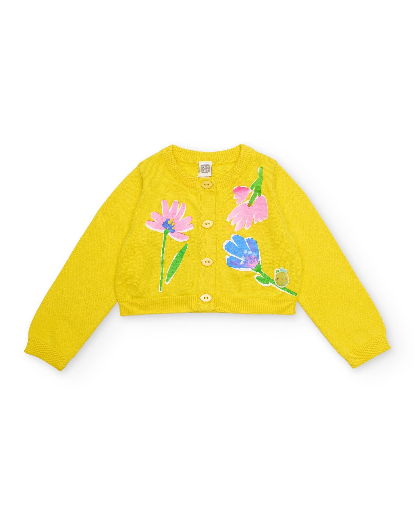 Tuc Tuc GIRL Bright yellow knitted cardigan with floral design