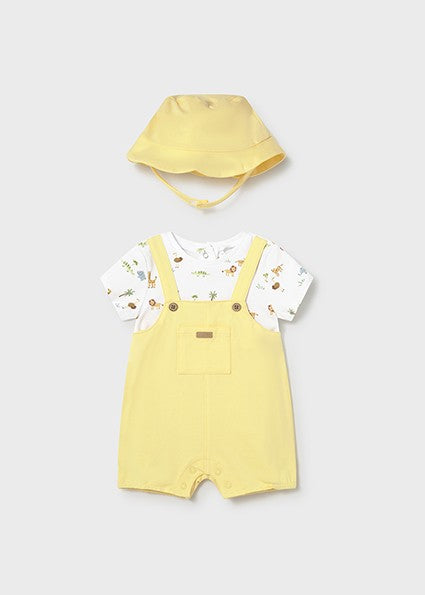 Mayoral Baby Sunny Dungaree Set with hat