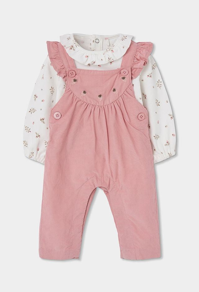 Boboli Dungaree Set for baby girl in Rose Pink