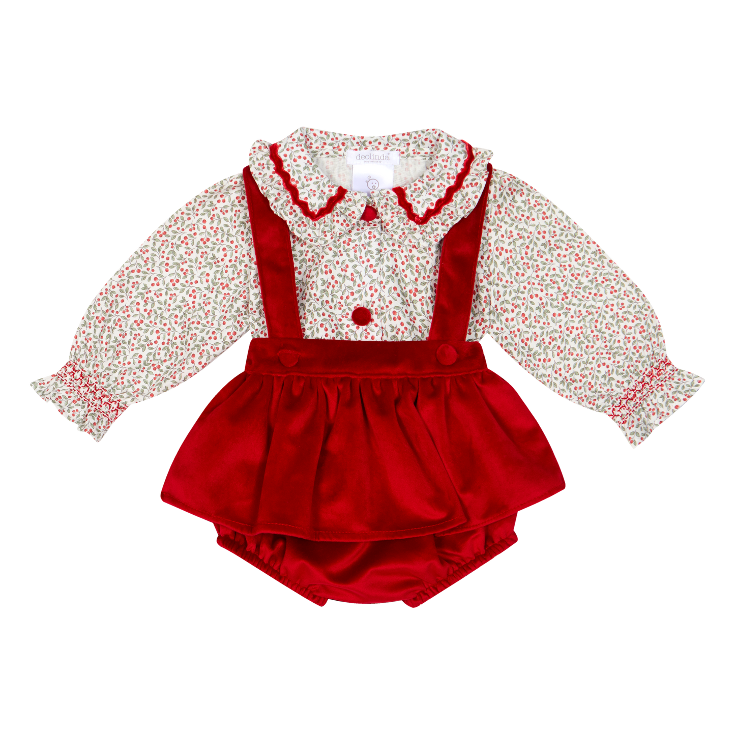 DEOLINDA CHRISTMAS HOLLY BLOOMERS SET
