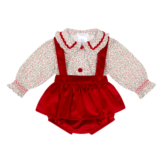 DEOLINDA CHRISTMAS HOLLY BLOOMERS SET
