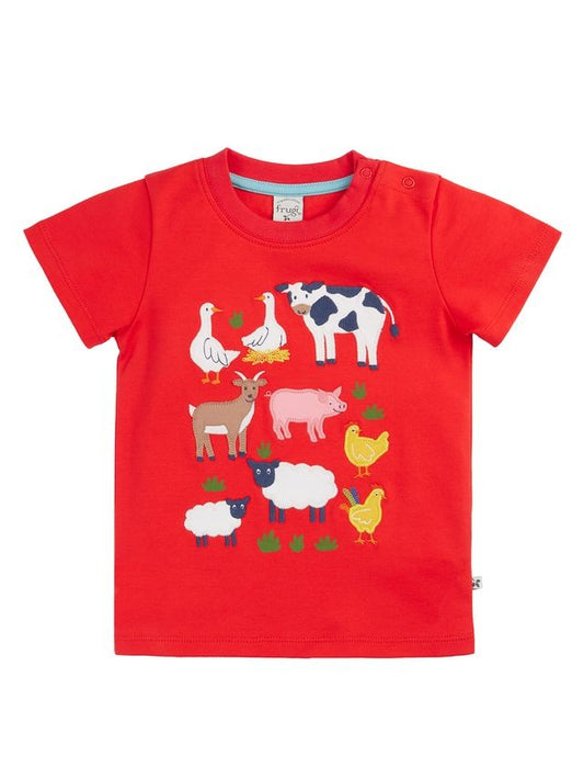 FRUGI LITTLE CREATURE APPLIQUE T-SHIRT RED