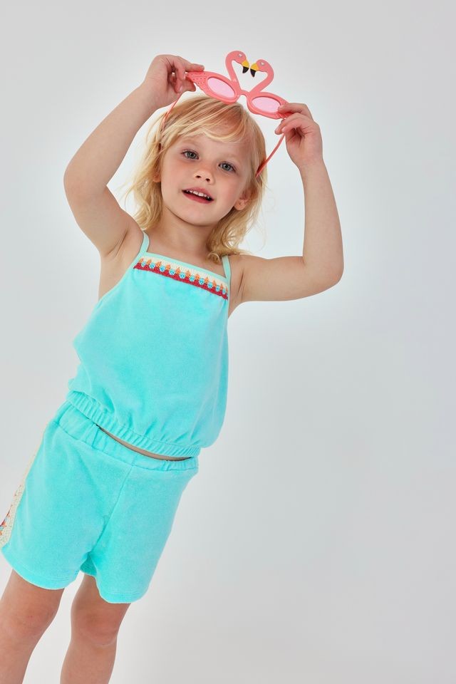 Boboli Beach Days turquoise short set for girl