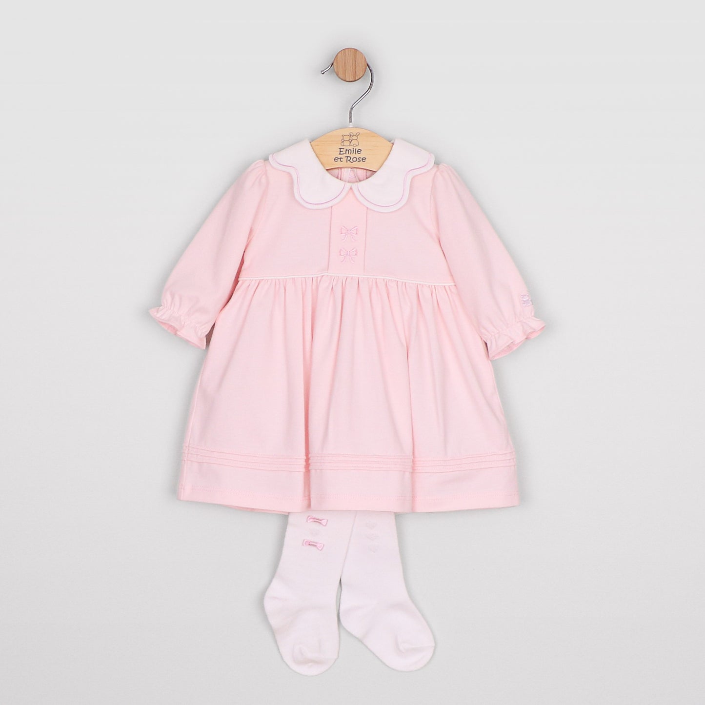 Emile et Rose Maggie Pale Pink Jersey Dress With Matching Tights