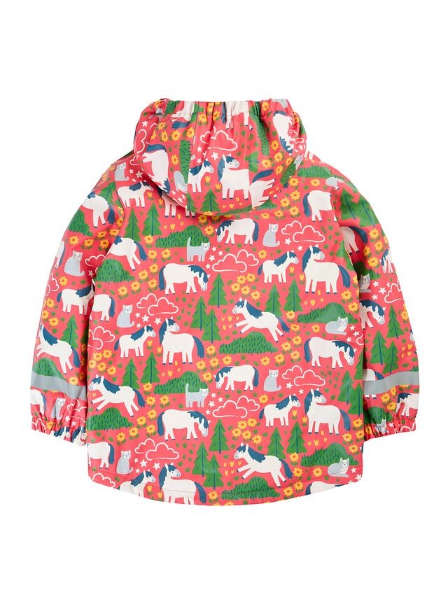 FRUGI PURRFECT PONIES PRINTED PUDDLE BUSTER COAT PINK