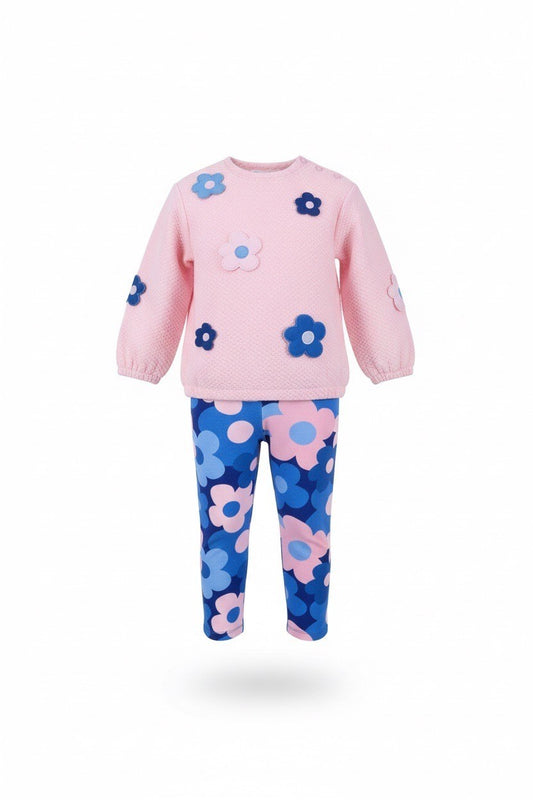 Agatha Ruiz PADDED SWEATSHIRT + FLOWERS LEGGINGS SET LILAC