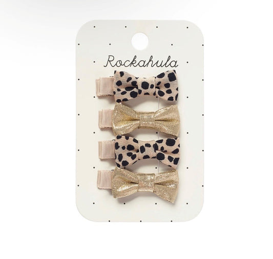 Rockahula Leopard Shimmer Mini Bow Clip Set