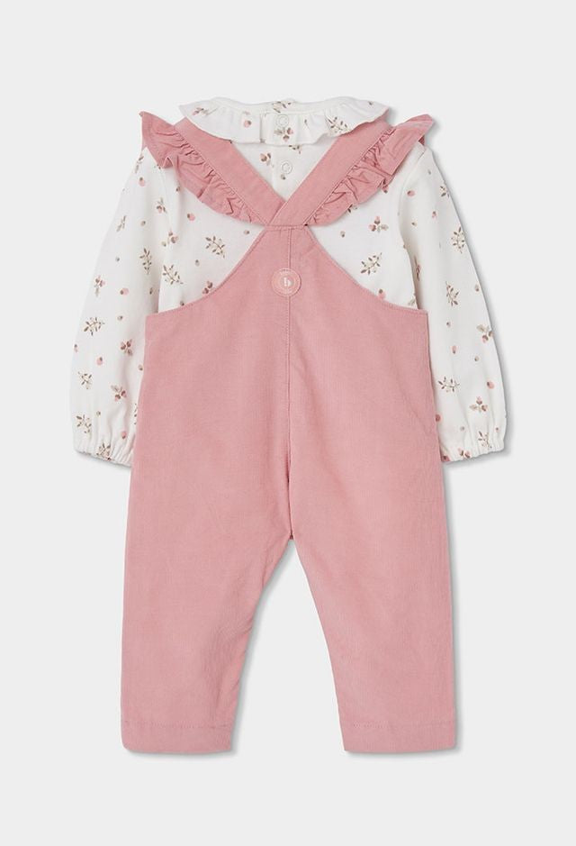 Boboli Dungaree Set for baby girl in Rose Pink