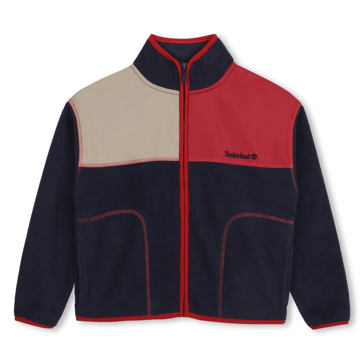 TIMBERLAND FLEECE in RED, NAVY & CREAM COLOURBLOCK