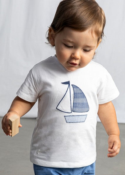 Mayoral Baby Boy Beach White sailboat T-shirt