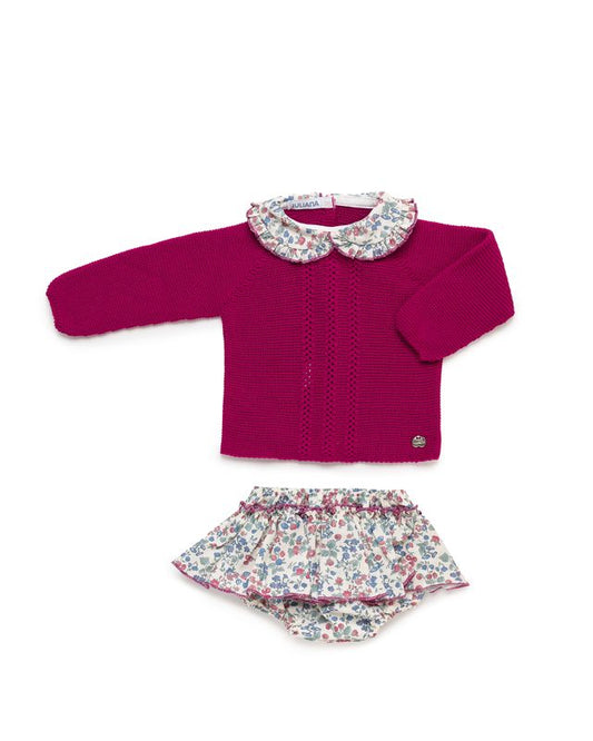 Juliana Knit Top and Bloomers in Fuchsia