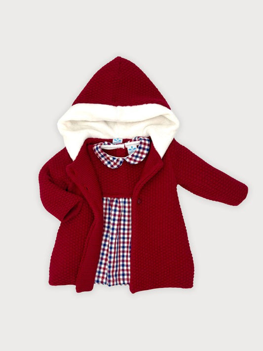 Sardon 2 Pc Set Knitted Coat & Dress - Cherry