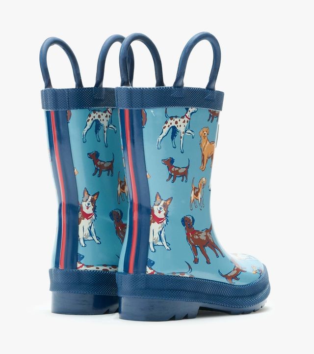 Hatley Blue Little Pups Rain Boots with Handles