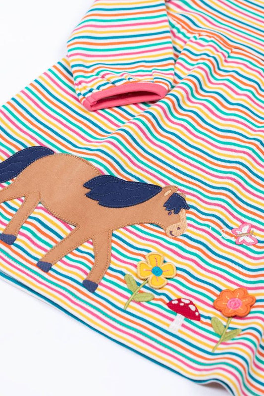 FRUGI DOLCIE DRESS MULTI STRIPE/HORSE
