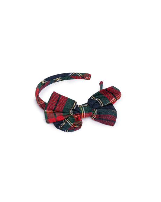 JULIANA - Hairband with tartan bow   Red