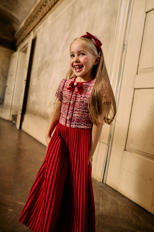 Patachou Girl Red Tweed Jumpsuit