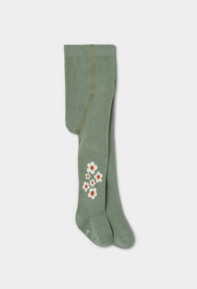 Boboli Thick Tights Floral For Girl in Green
