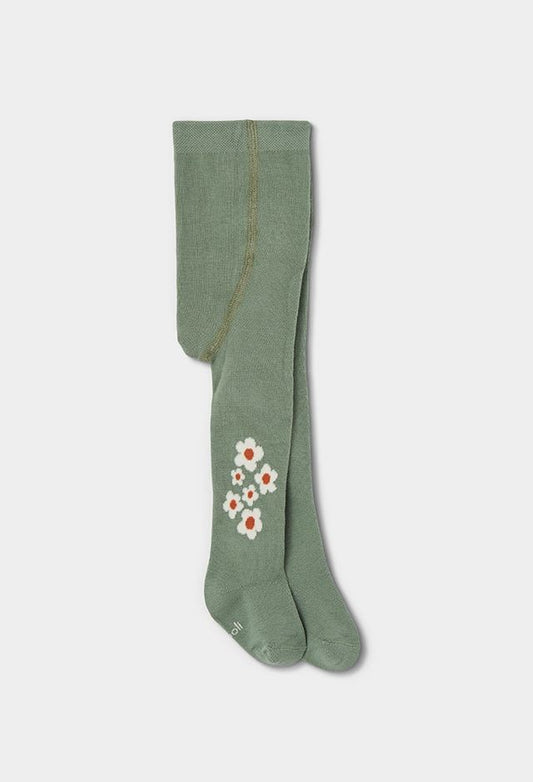 Boboli Thick Tights Floral For Girl in Green