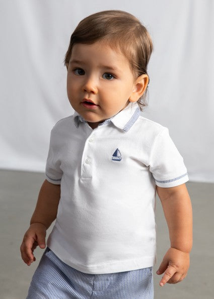 Mayoral Baby Boy white polo top