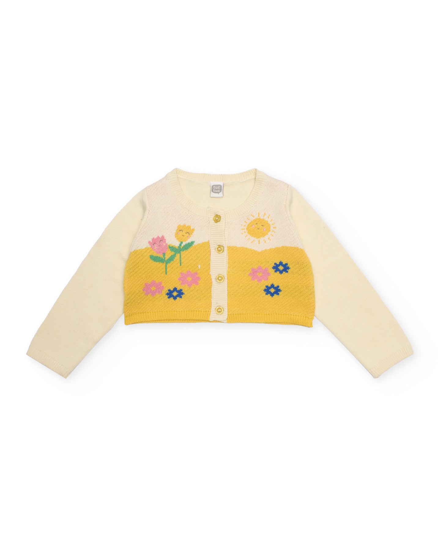 Tuc Tuc BABY GIRL Pale yellow knitted cardigan with flower design
