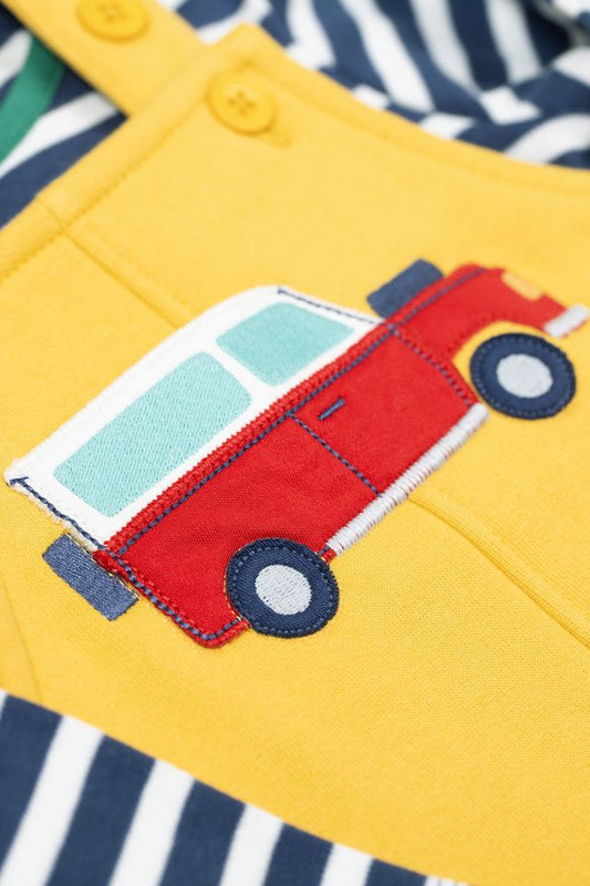 FRUGI COVERACK DUNGAREE OUTFIT BUMBLEBEE/VEHICLE