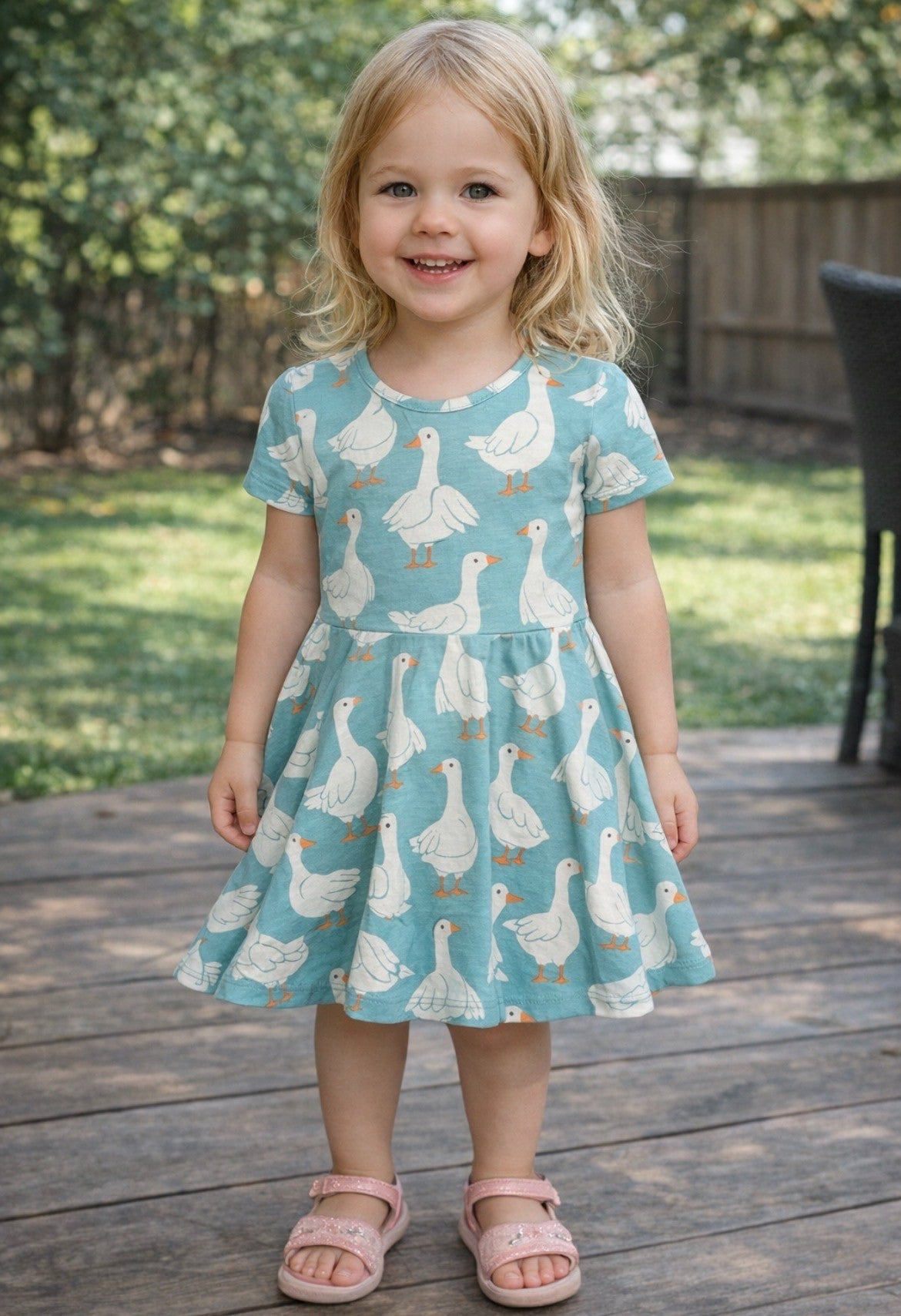 FRUGI SUNSHINE SKATER DRESS GOOSE GAGGLE