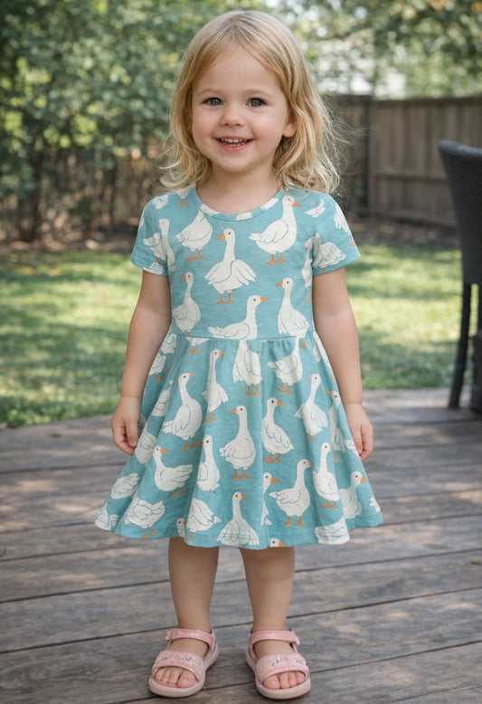 FRUGI SUNSHINE SKATER DRESS GOOSE GAGGLE