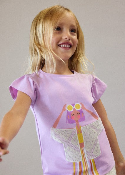 Mayoral Girl Lilac T-shirt with Fun Print