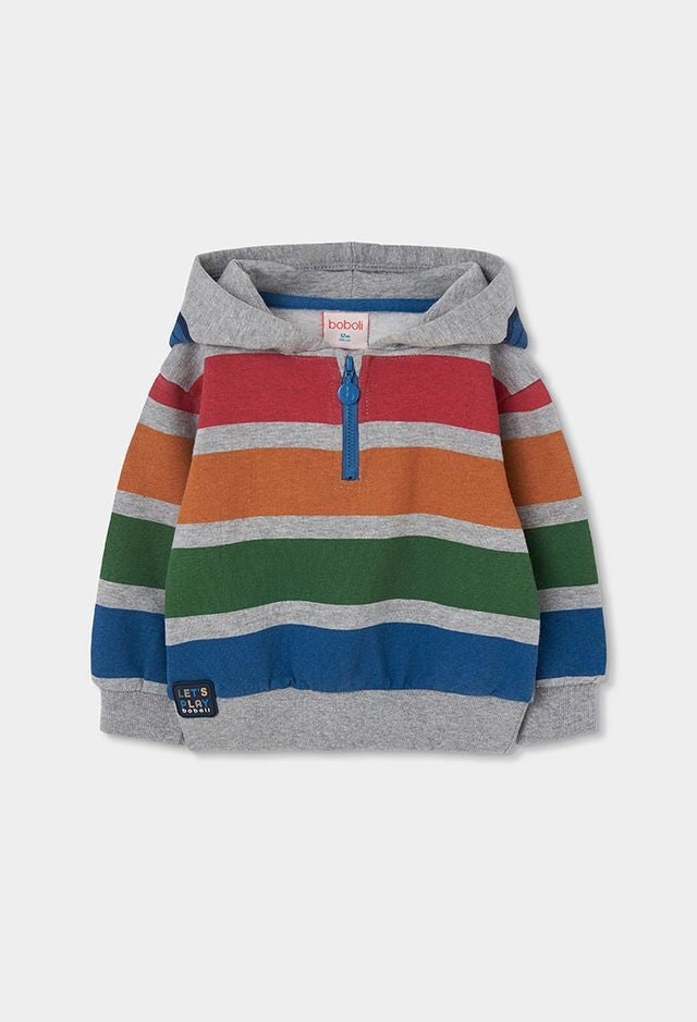 Boboli Boy Striped Fleece Sweatshirt