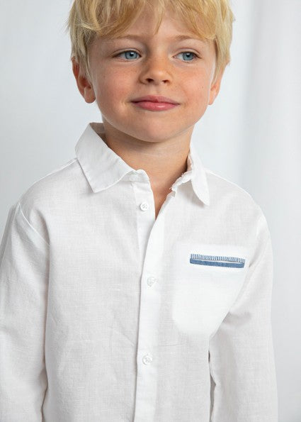 Mayoral Boy Linen White Shirt