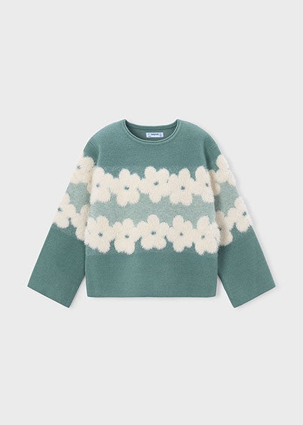 Mayoral Knit Jumper in Green and Cream
