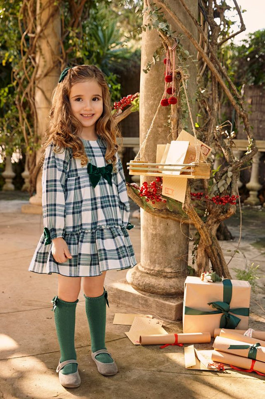 Juliana Tartan Dress in Green