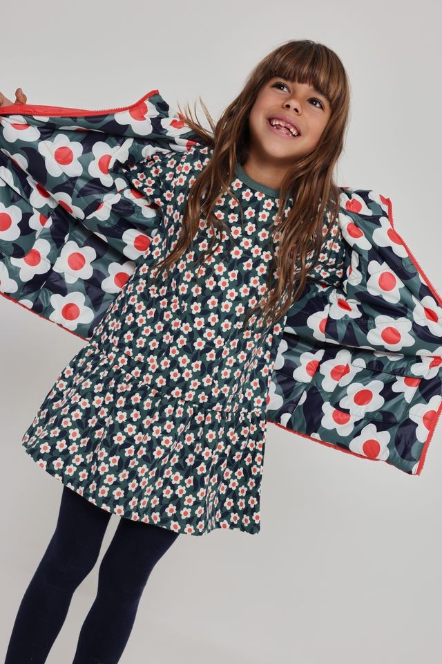 Boboli Girl Coral Reversible Coat