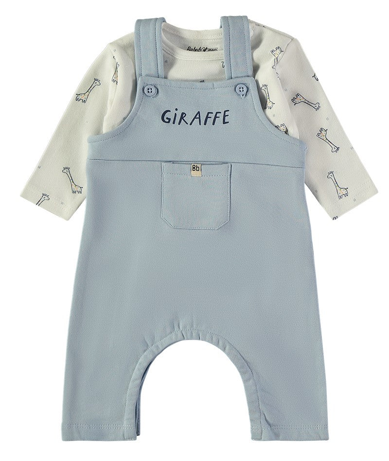 BABYBOL 2 PCS LIGHT BLUE DUNGAREE SET