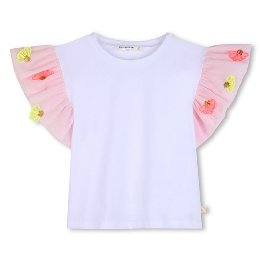 BILLIEBLUSH WHITE T-SHIRT WITH FLORAL DETAILING