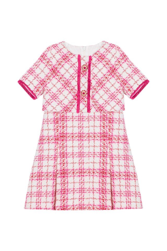 Patachou Candy Pink Tweed Dress