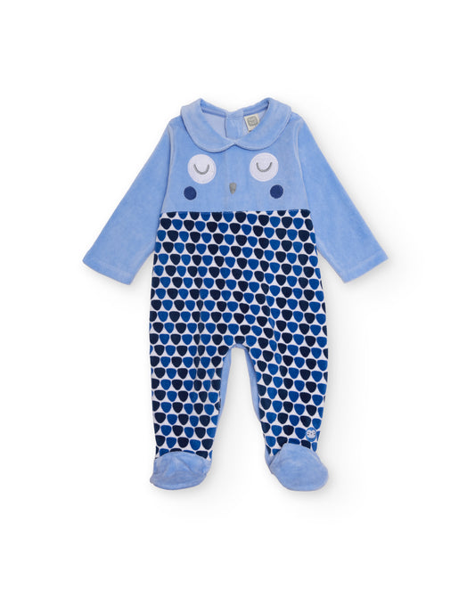 Tuc Tuc Funny Owl VELVET ROMPERS BLUE