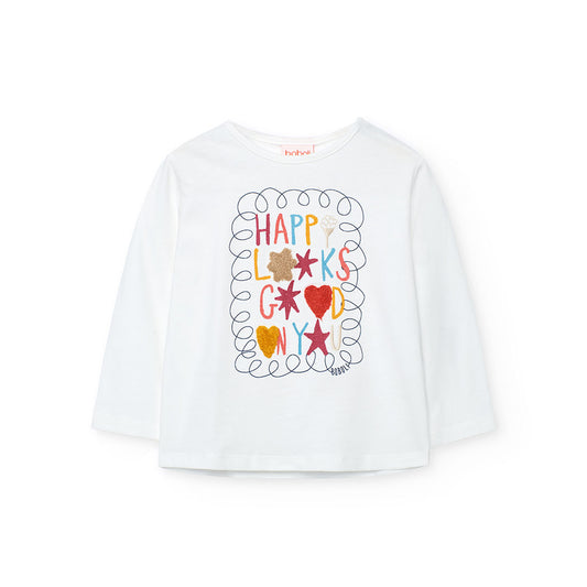 Boboli Girl off white Long Sleeve Top