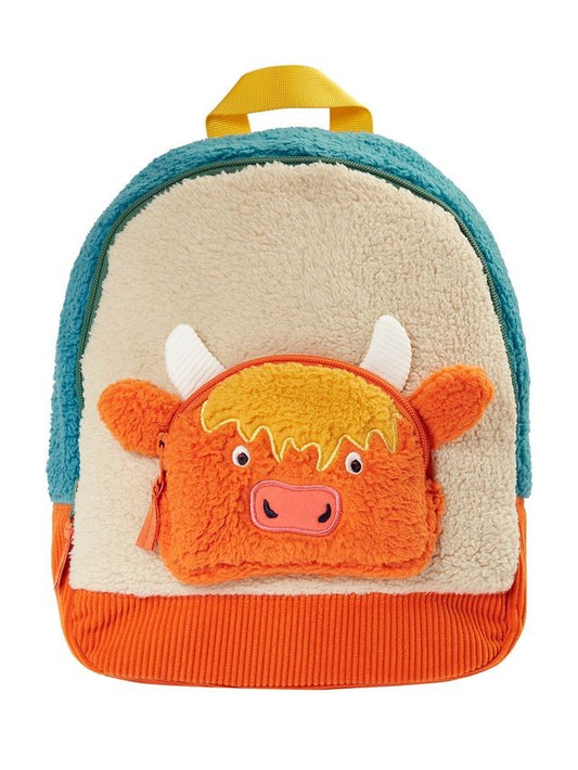 FRUGI HIGHLAND COW FLEECE CHARACTER BACKPACK ORANGE