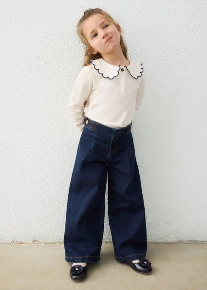 Mayoral Wide leg denim pants        Super dark