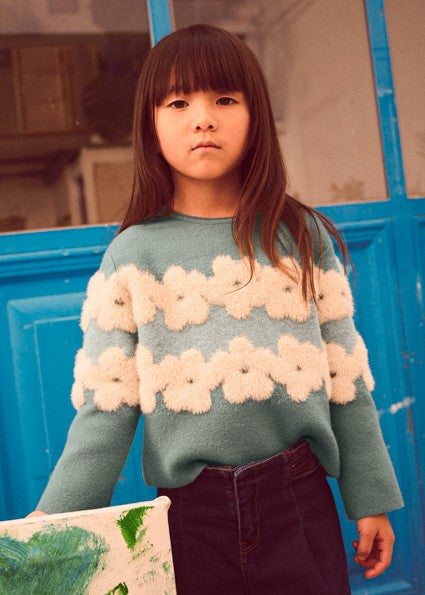 Mayoral Knit Jumper in Green and Cream