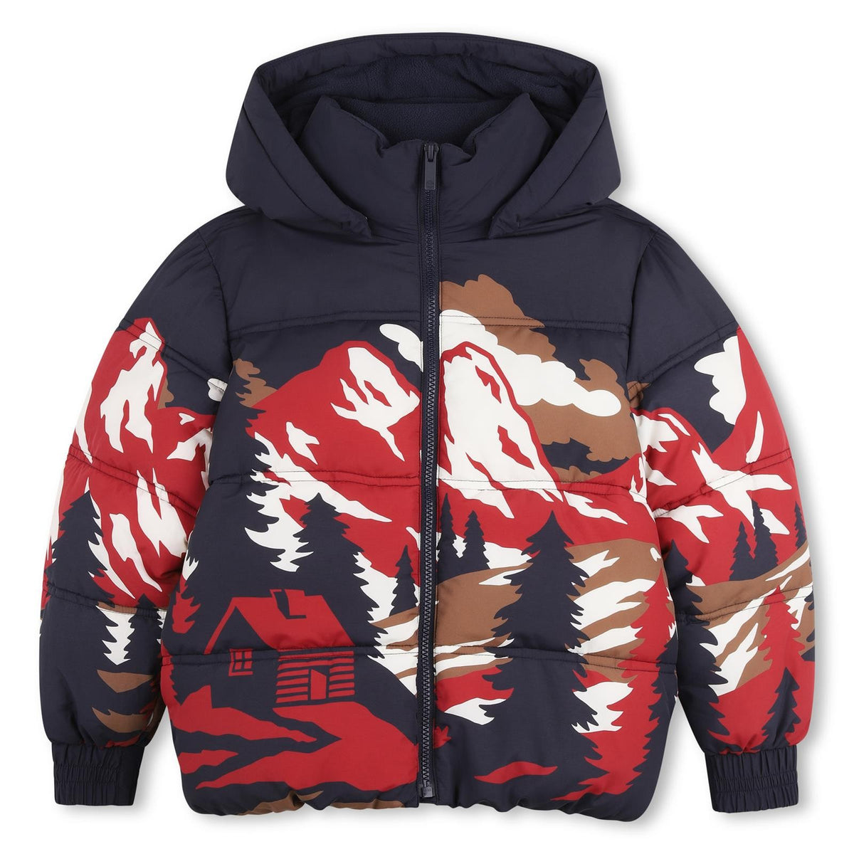 TIMBERLAND PUFFER JACKET in NAVY & RED