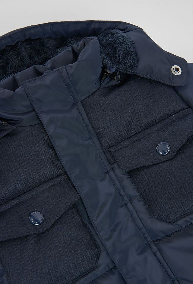 Boboli Boy Navy Technical Fabric Coat
