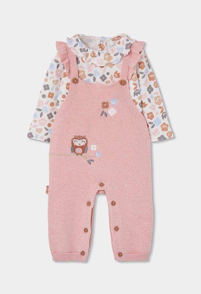 Boboli Baby Girl Rose Dungaree Set