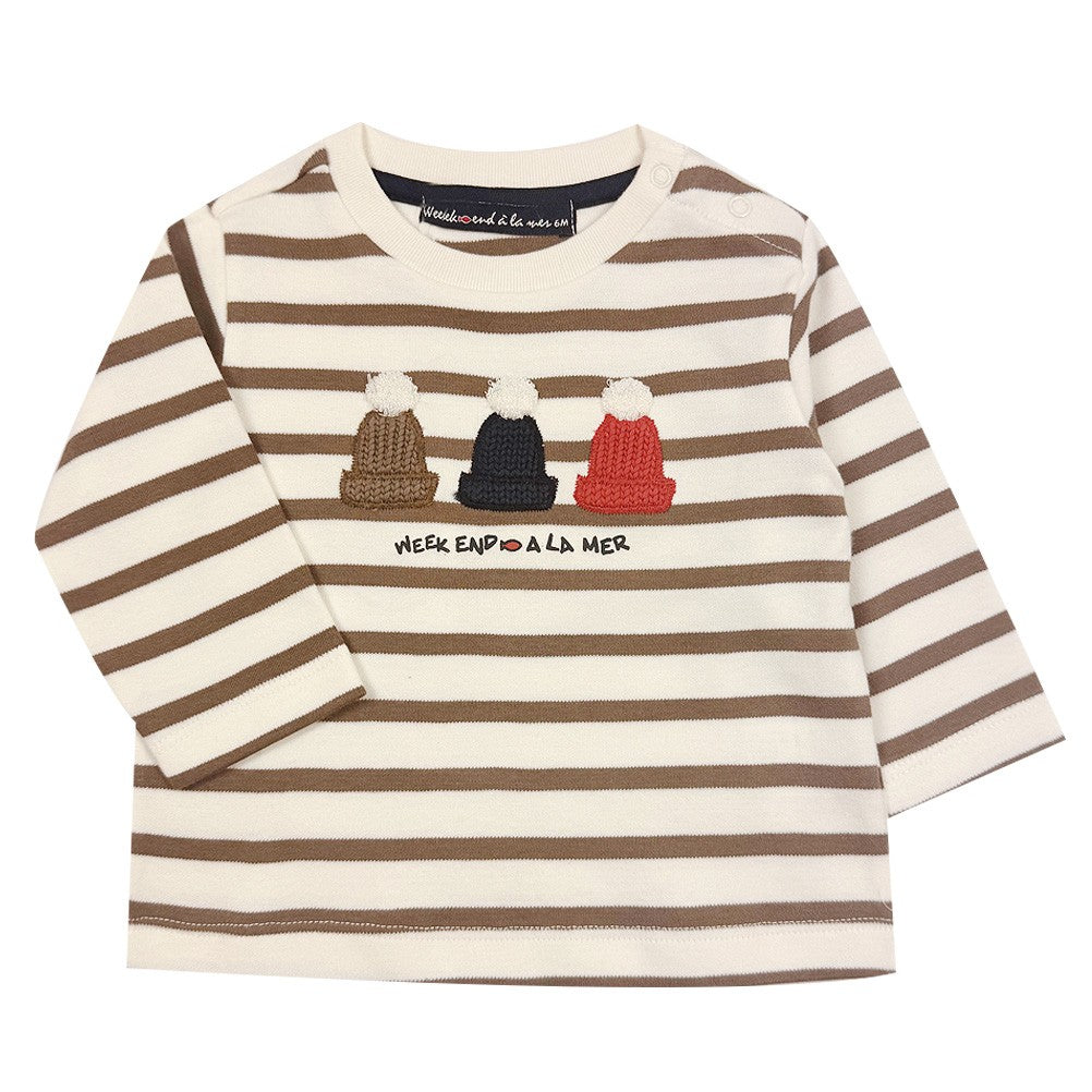 WEEKEND A LA MER LONG SLEEVE TEE IN CREAM / CHOCOLATE