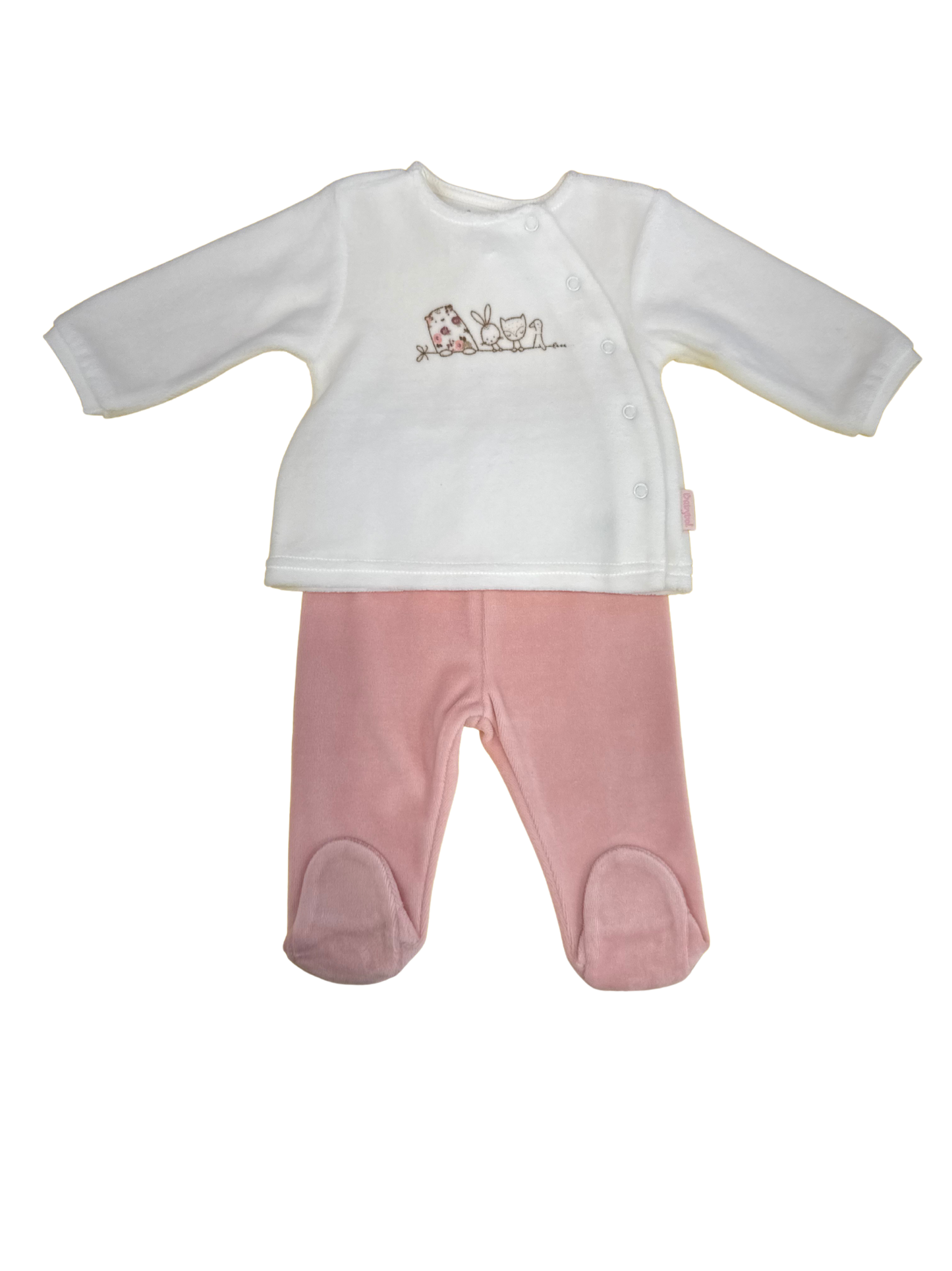 Babybol 2 Pc Velour Set in Pink & Cream