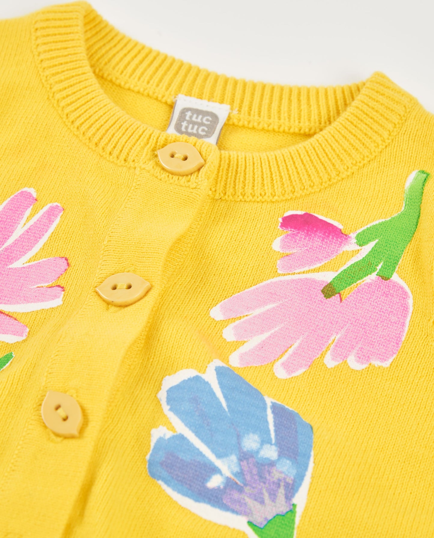 Tuc Tuc GIRL Bright yellow knitted cardigan with floral design