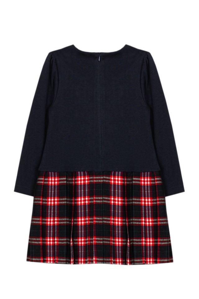 PATACHOU Navy & Balmoral tartan Dress With Bow Detailing