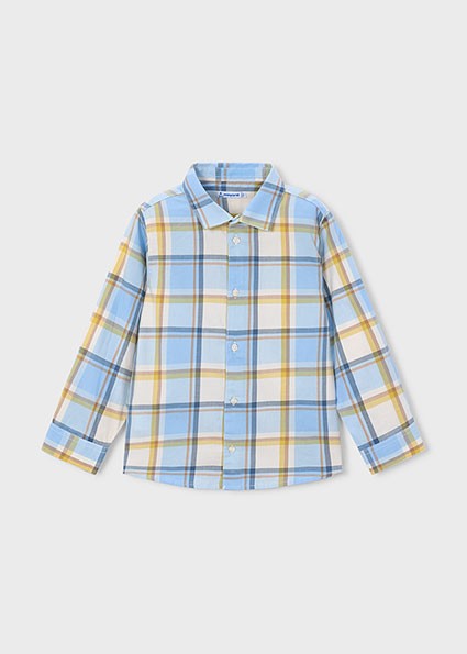 Mayoral Long Sleeve Checked Shirt in Blue