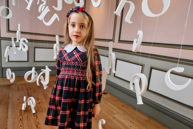 PATACHOU Balmoral Tartan Dress with white colour